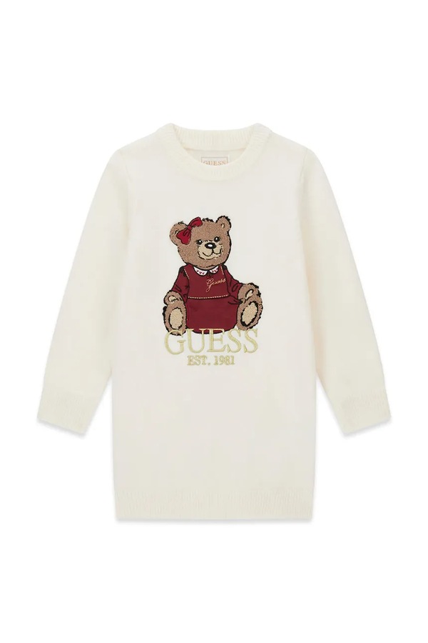 Трикотажна сукня з віскозою Guess колір бежевий