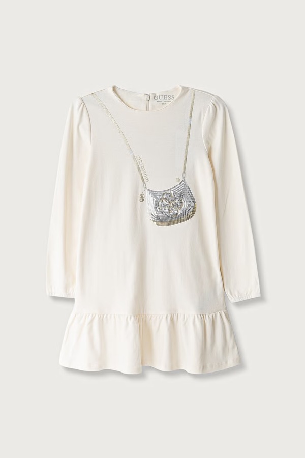 Платье babydoll хлопковая Guess цвет бежевый