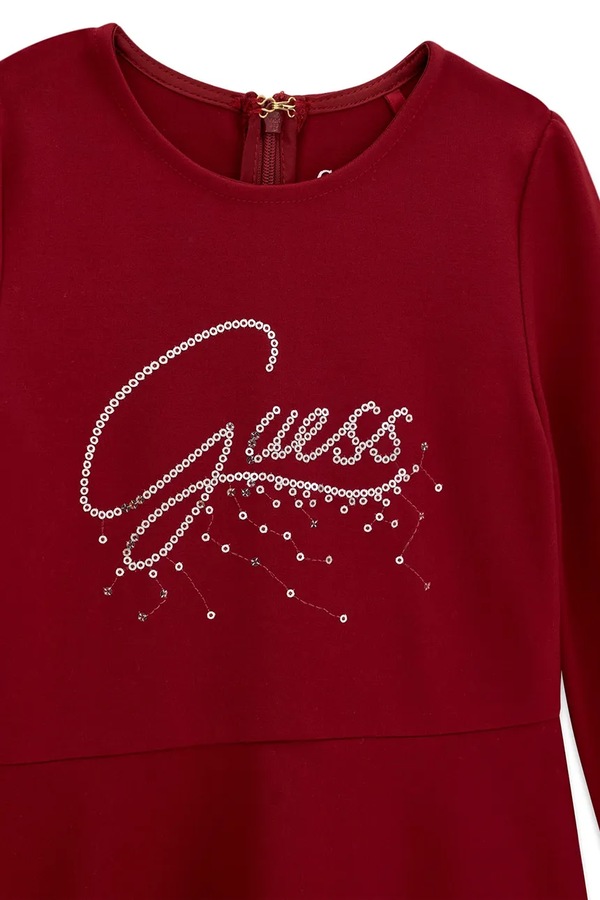 Розкльошена сукня з віскозою Guess колір бордовий фото 2