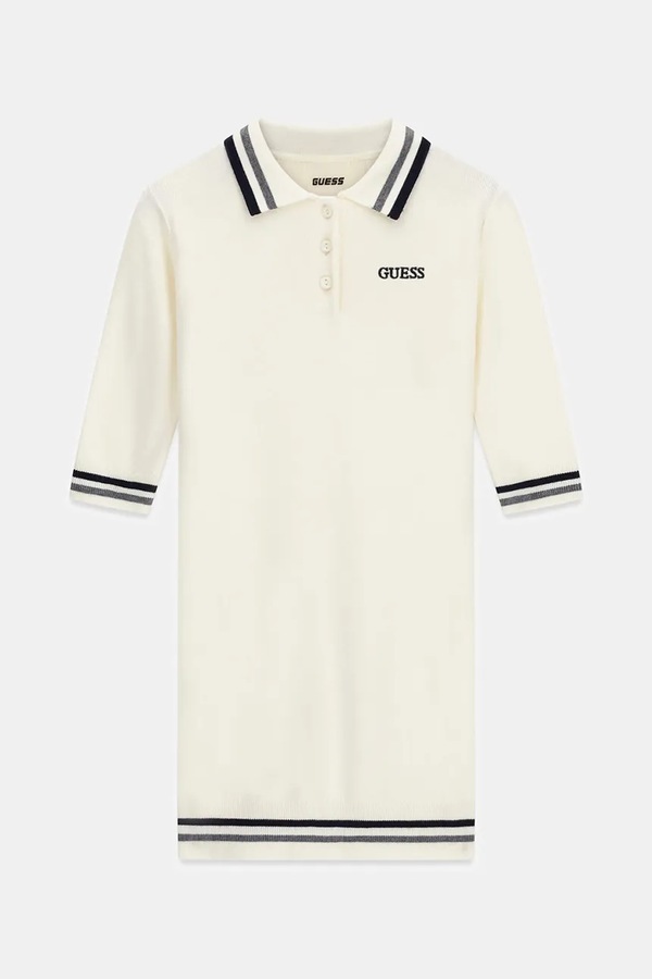 Трикотажна сукня з віскозою Guess колір бежевий