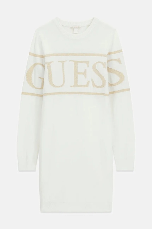 Сукня з бавовною Guess колір бежевий