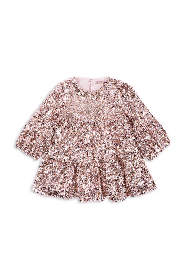 Платье Konges Sløjd babydoll LILA SEQUINS DRESS цвет розовый