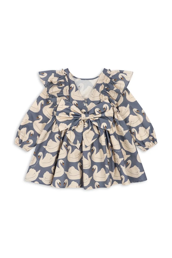 Розкльошена сукня бавовняна Konges Sløjd EVIA LS BOW DRESS GOTS колір блакитний
