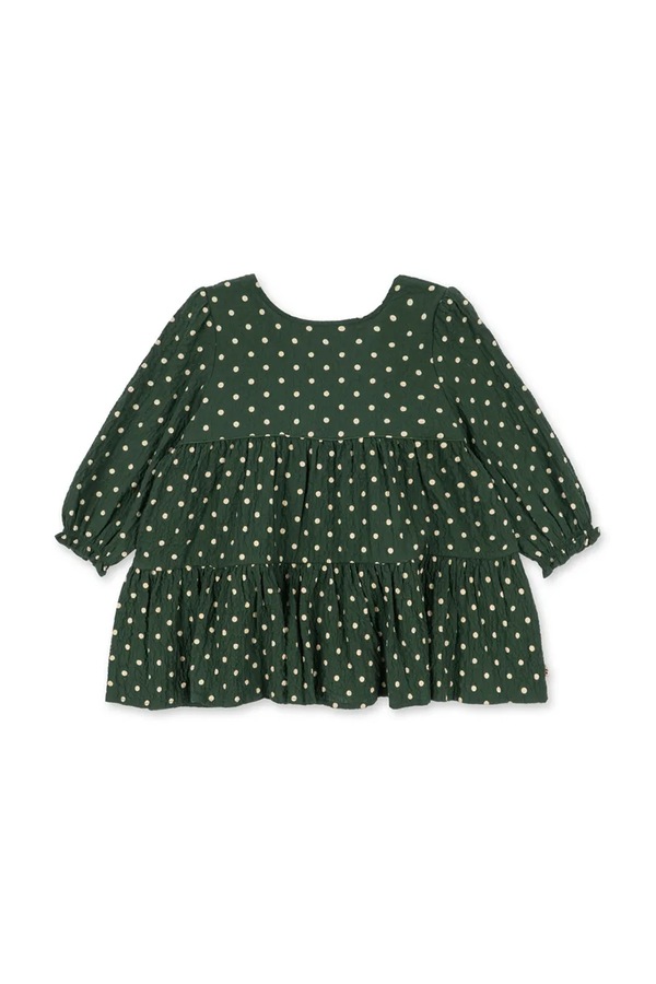 Розкльошена сукня бавовняна з еластаном Konges Sløjd ELIN LS BOW DRESS GOTS колір зелений фото 2
