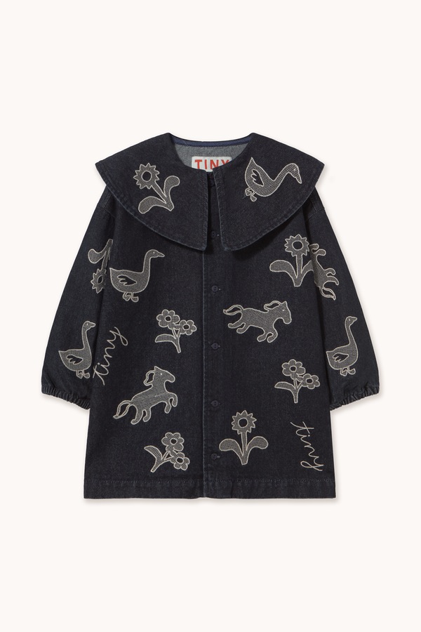 Сукня бавовняна Tinycottons HORSES & FLOWERS DENIM DRESS колір чорний фото 2