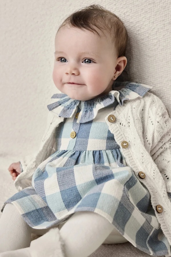 Сукня з бавовною Mayoral Newborn колір блакитний