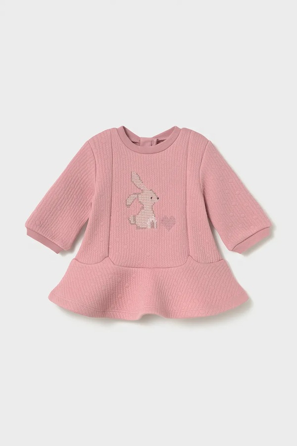 Расклешенная платье с хлопком Mayoral Newborn цвет розовый