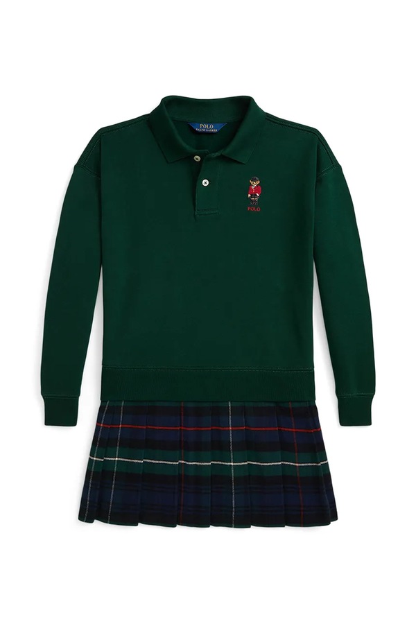 Двоскладова сукня з бавовною Polo Ralph Lauren колір зелений фото 2