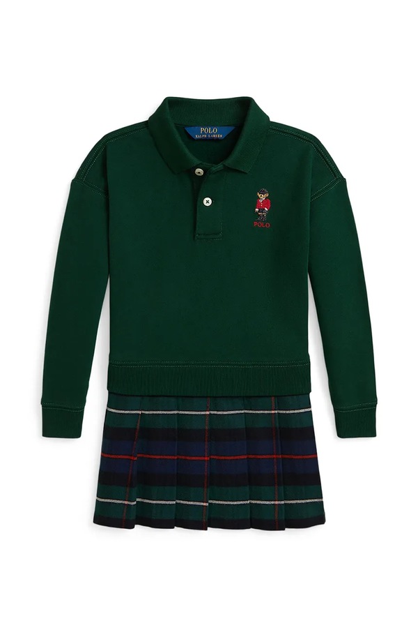 Двоскладова сукня з бавовною Polo Ralph Lauren колір зелений фото 2