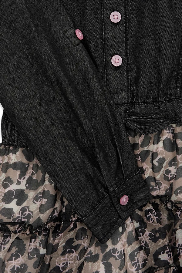 Розкльошена сукня бавовняна Guess колір чорний фото 4