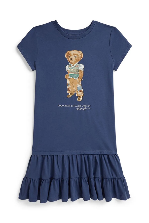 Расклешенная платье хлопковая Polo Ralph Lauren цвет темно-синий фото 2