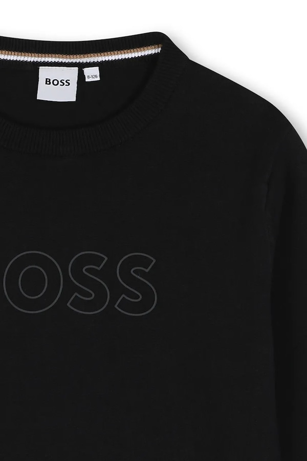 Светр дитячий бавовняний BOSS колір чорний фото 3