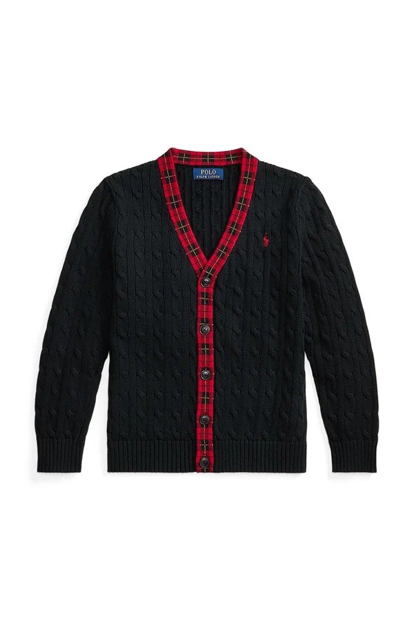 Кардиган дитячий бавовняний Polo Ralph Lauren колір чорний
