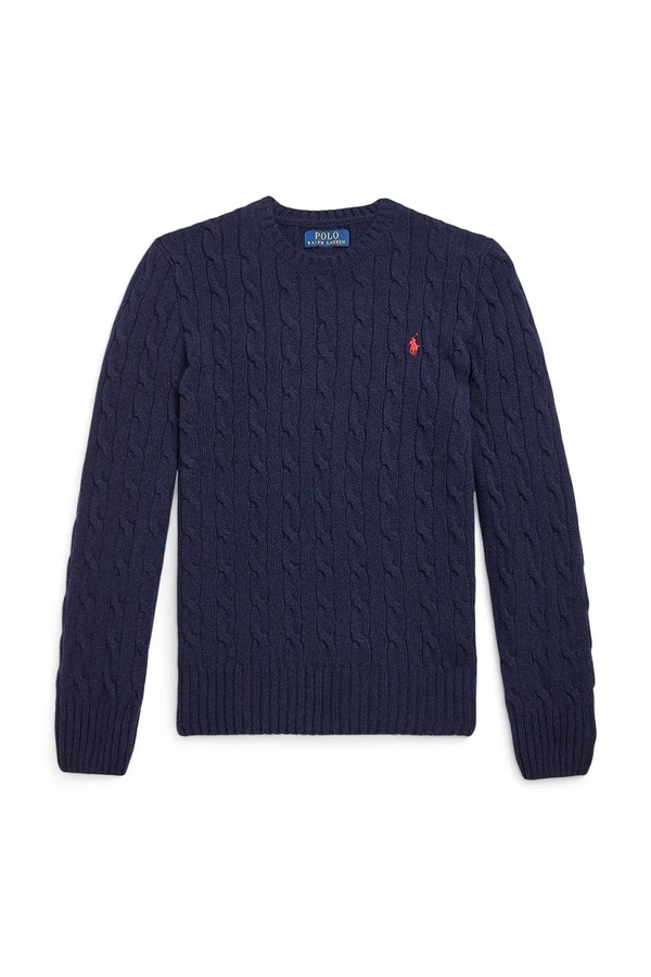 Светр дитячий вовняний Polo Ralph Lauren колір темно-синій фото 2