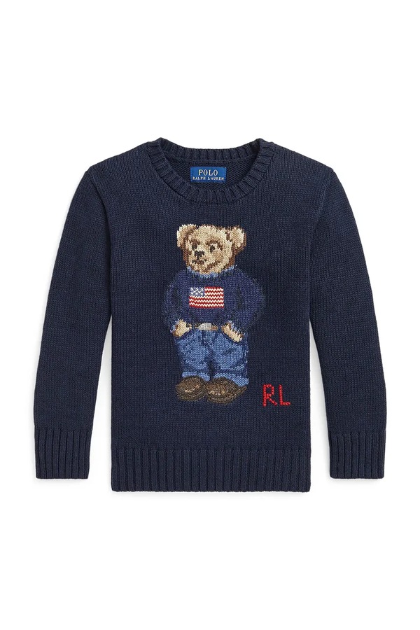 Светр дитячий бавовняний Polo Ralph Lauren колір темно-синій