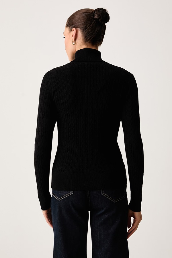 Гольф дитячий з віскозою U.S. Polo Assn. Fine Cable Roll Neck Jumper колір чорний фото 3