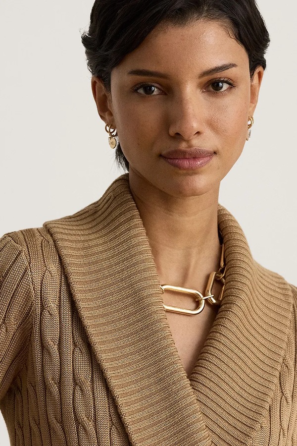 Светр жіночий з бавовною Lauren Ralph Lauren колір коричневий фото 4
