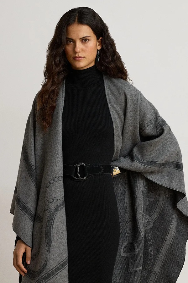 Пончо жіноче з вовною Lauren Ralph Lauren колір сірий фото 3