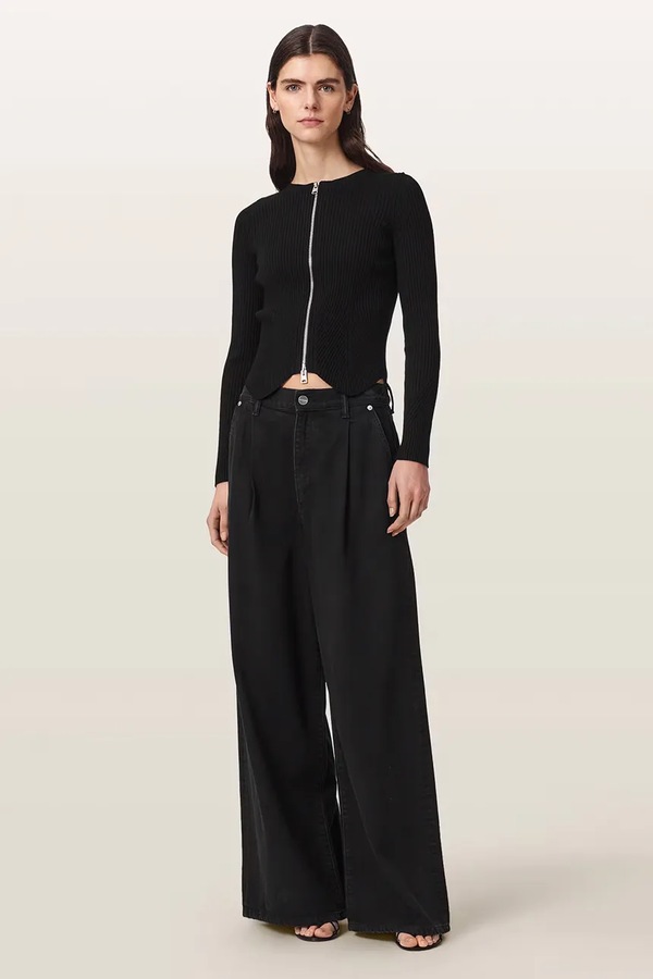 Кардиган жіночий з віскозою AllSaints CRUZ ZIP колір чорний фото 4