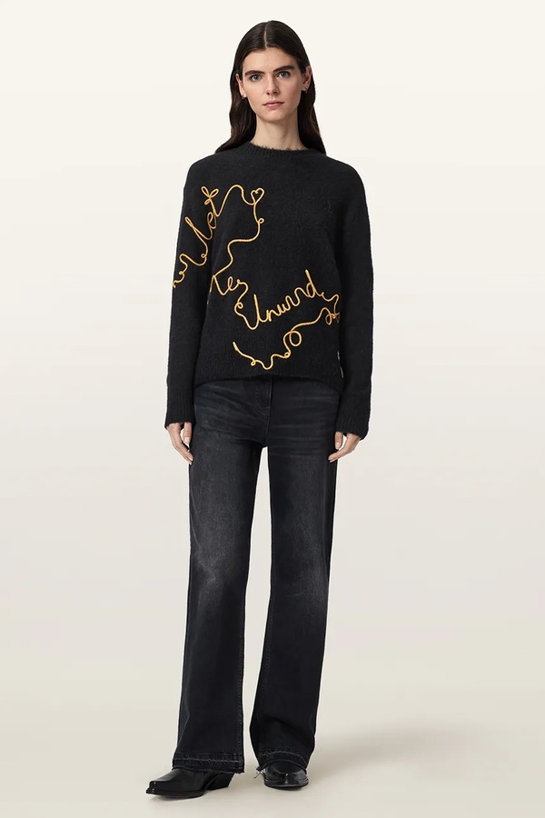 Светр жіночий з вовною AllSaints UNWIND колір чорний фото 2