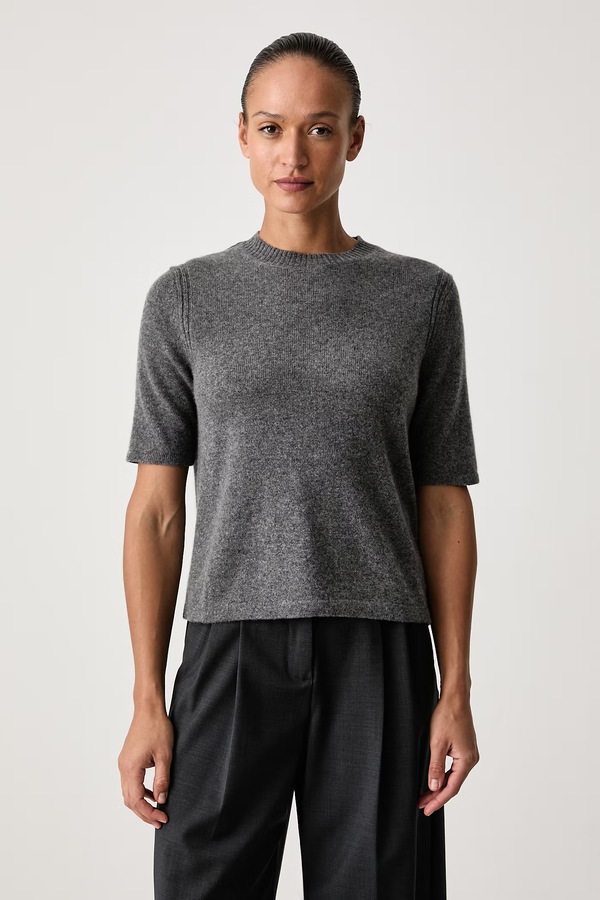 Светр з короткими рукавами жіночий кашеміровий Weekend Max Mara WKDANANAS колір сірий