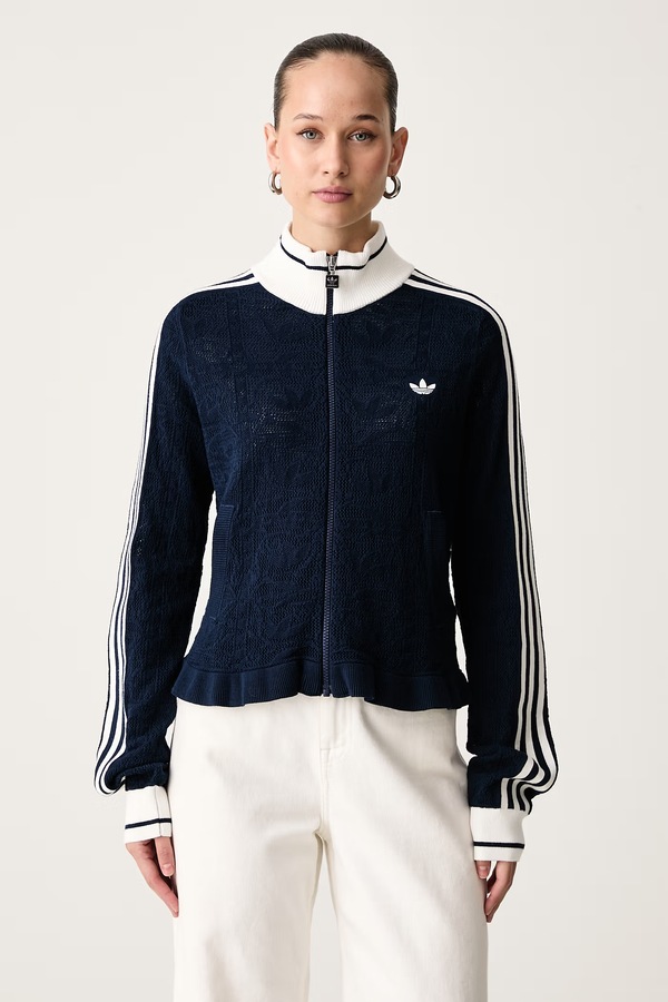 Светр на застібці жіночий з віскозою adidas Originals колір темно-синій