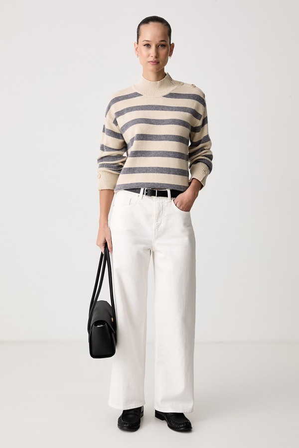 Светр жіночий з додаванням вовни United Colors of Benetton колір бежевий фото 2