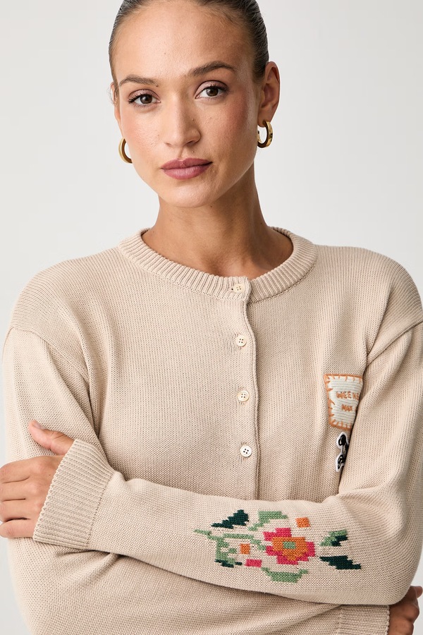 Кардиган жіночий з бавовною Weekend Max Mara WKDTEIERA колір бежевий фото 4