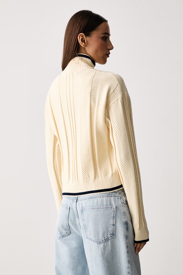 Свитер на застежке женский с вискозой adidas Originals Cable Knit Firebird цвет желтый фото 2