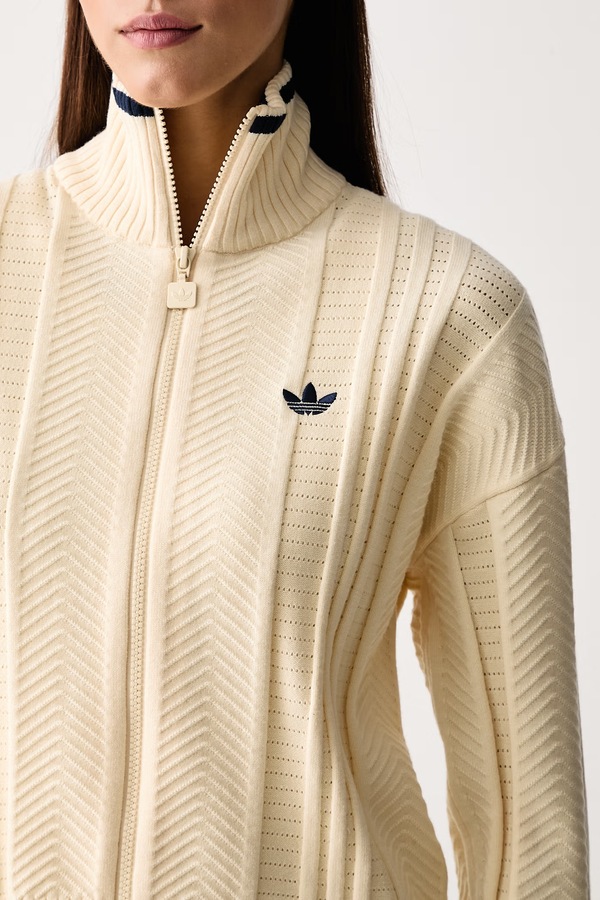 Светр на застібці жіночий з віскозою adidas Originals Cable Knit Firebird колір жовтий фото 4