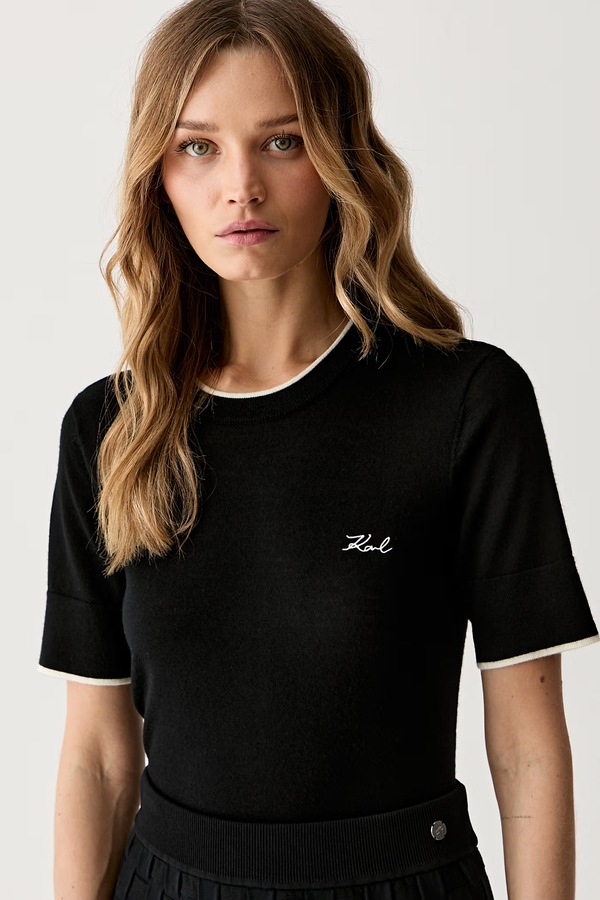 Футболка basic жіноча вовняна Karl Lagerfeld колір чорний фото 4