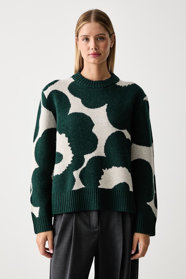 Светр жіночий з вовною Marimekko колір зелений