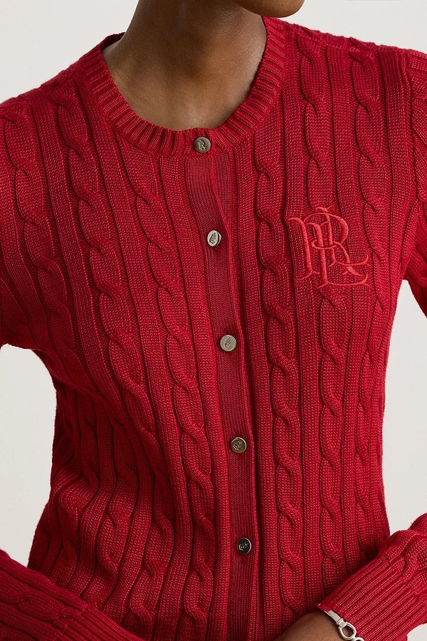 Кардиган жіночий з бавовною Lauren Ralph Lauren колір червоний фото 4