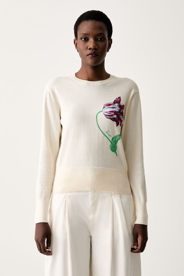 Свитер женский с хлопком Kenzo цвет бежевый