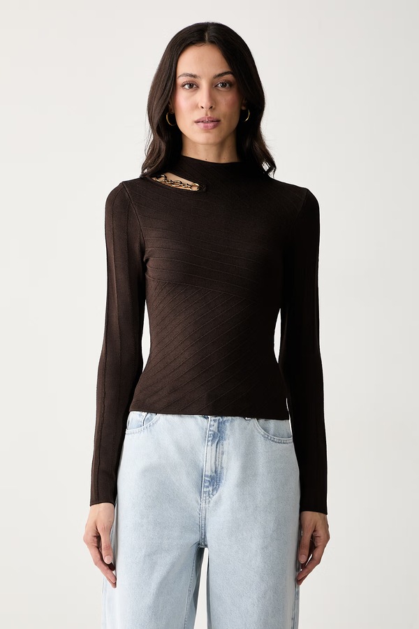 Светр жіночий з віскозою Marciano by Guess KAEDA колір коричневий