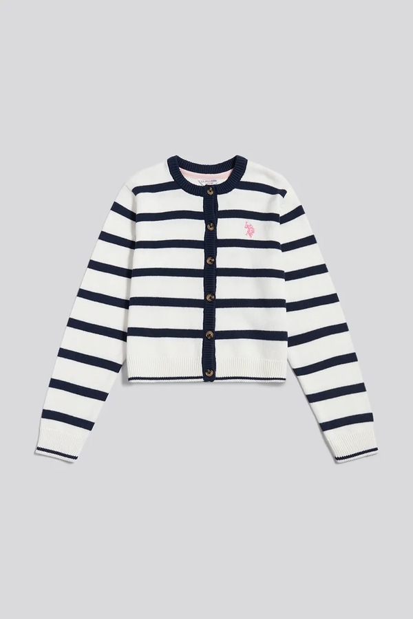 Кардиган дитячий з бавовною U.S. Polo Assn. колір білий фото 2