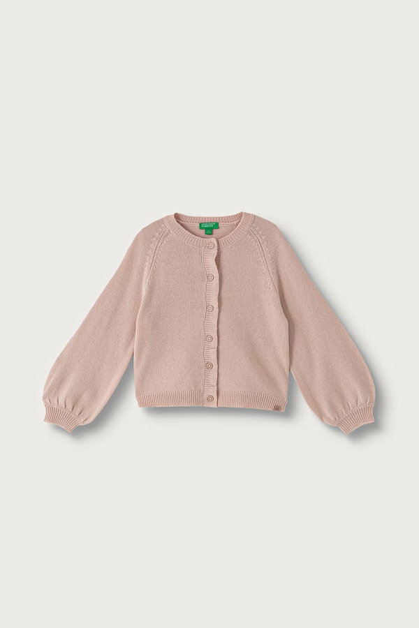 Кардиган дитячий з вовною United Colors of Benetton колір рожевий