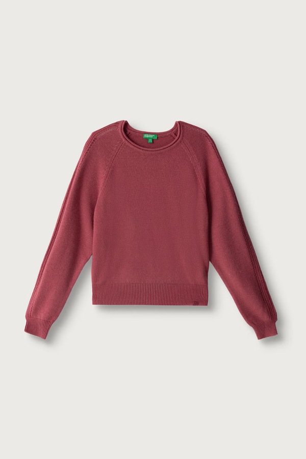 Светр дитячий з вовною United Colors of Benetton колір рожевий