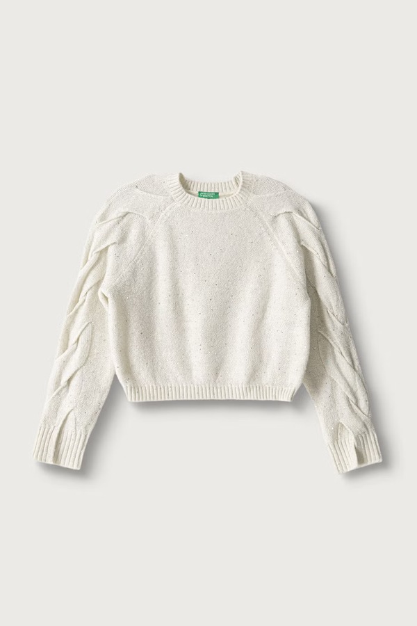 Светр дитячий з додаванням вовни United Colors of Benetton колір бежевий