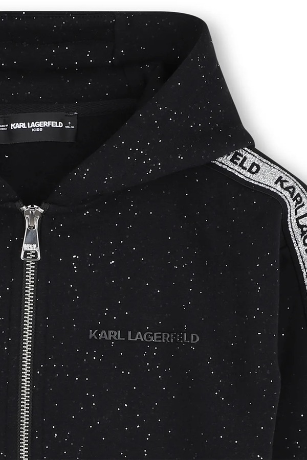 Кофта на застібці з капюшоном дитяча з бавовною Karl Lagerfeld колір чорний фото 3