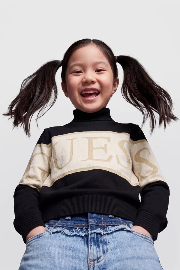 Светр дитячий з бавовною Guess колір чорний