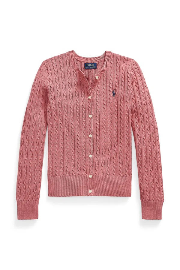 Кардиган дитячий бавовняний Polo Ralph Lauren колір рожевий
