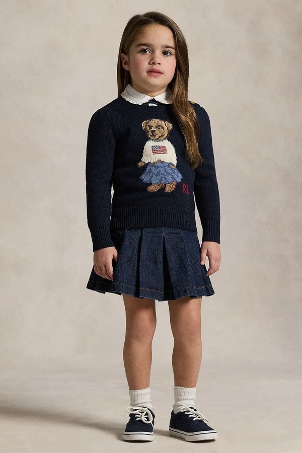 Светр дитячий бавовняний Polo Ralph Lauren колір темно-синій фото 3