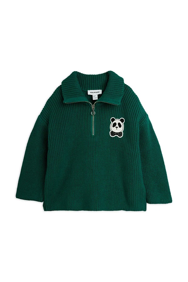 Свитер детский хлопковый Mini Rodini Panda цвет зеленый