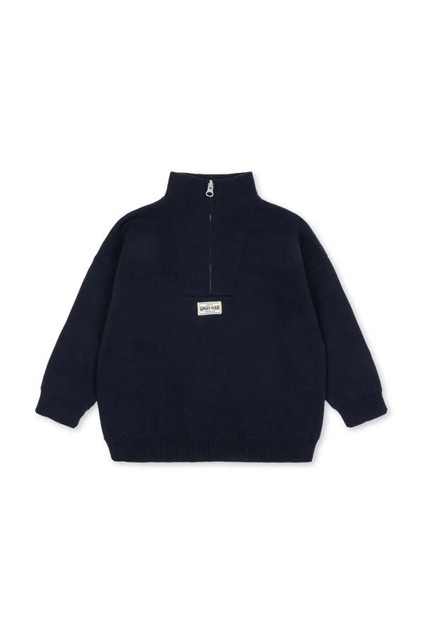 Напівгольф дитячий бавовняний Konges Sløjd MANO HALF ZIP колір темно-синій