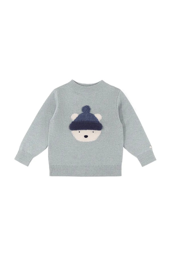 Свитер детский из мериносовой шерсти Donsje Denn Merino Wool Sweater Polar Bear цвет голубой
