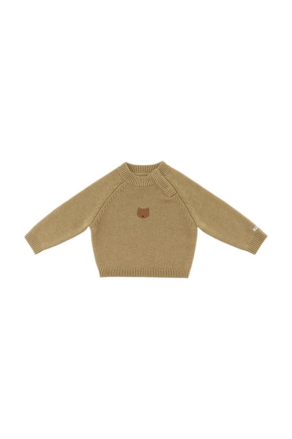 Свитер детский из мериносовой шерсти Donsje Sibbe Merino Wool Sweater Bear цвет зеленый