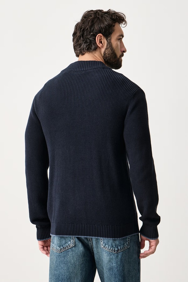 Кардиган чоловічий бавовняний U.S. Polo Assn. Open Collar Knitted колір темно-синій фото 3