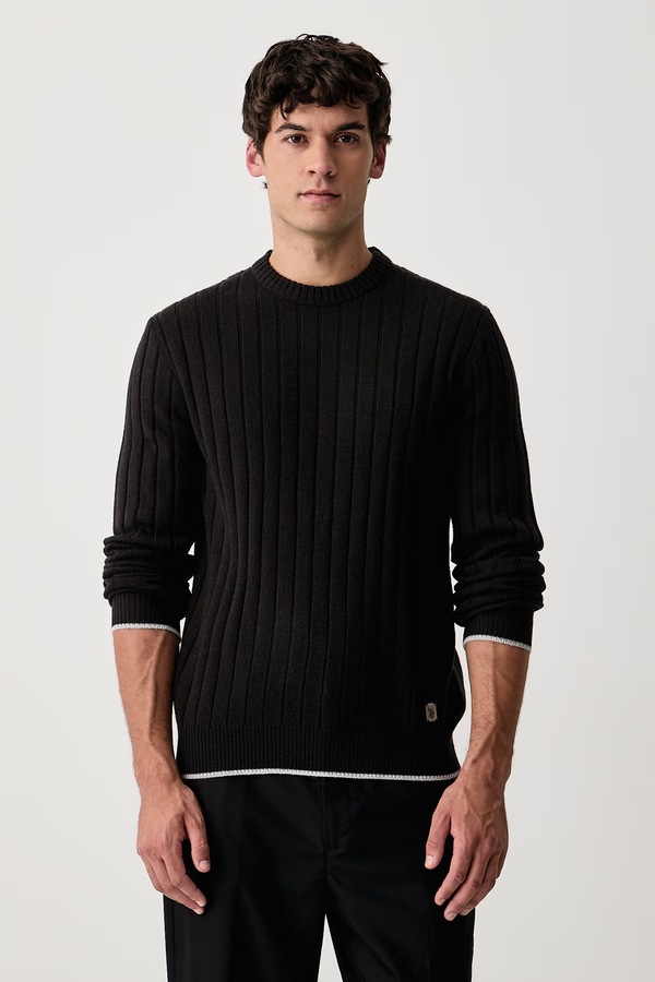 Чоловіче з вовною U.S. Polo Assn. Rib Knit Crew колір чорний