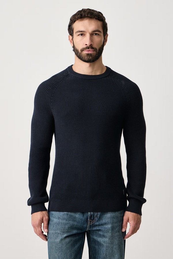 Светр чоловічий бавовняний U.S. Polo Assn. Textured Raglan колір темно-синій